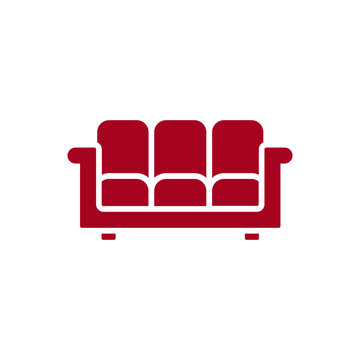 Red Sofa Furniture Icon for Living Room Interior