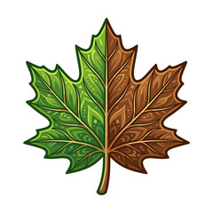 Fototapeta premium Intricate maple leaf design featuring a green side and a brown side.