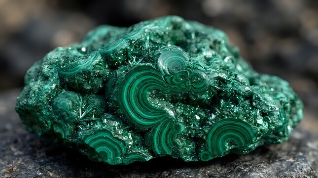Polished malachite mineral specimen with distinctive green banded