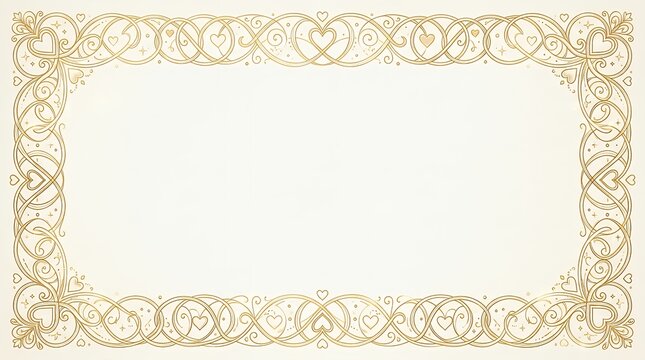 Elegant Geometric Border Featuring Intersecting Rings and Delicate HeartsAgainst a Crisp Blank Canvas Perfect for Love and Anniversary Concepts heart frame romantic background geometric border