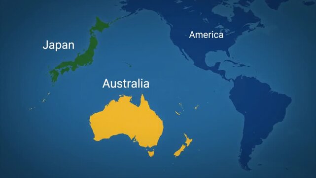 Dynamic digital showing global maps of the united states australia japan