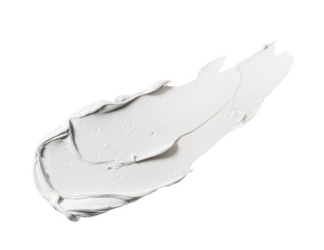 White thick cosmetic cream smear texture on a white or transparent background