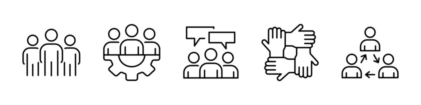 Teamwork icon set. Leadership and collaboration symbol. Vector illustration and transparent PNG