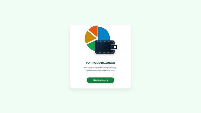 Asset Allocation Model Pie Chart Wallet UI Popup Animated Portfolio Rebalance Graphic