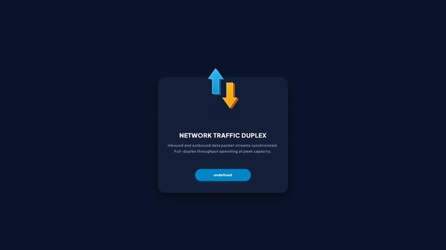 Network Traffic Duplex 3D Up Down Arrows Dark UI Card Animation for Server Monitoring