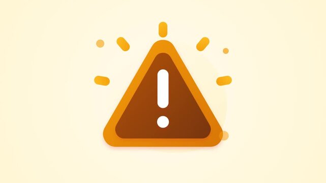 Yellow Warning Triangle Exclamation Point Sign Animated Flat Graphic Loop Background