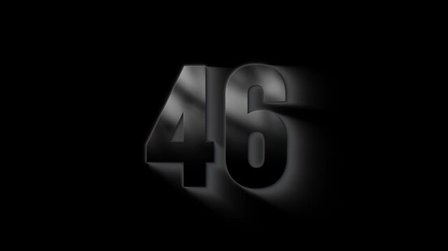 Burning number 46 with ash and sparks, transparent background, fire number, forty six