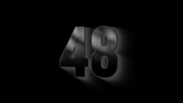 Burning number 48 with ash and sparks, transparent background, fire number, forty eight