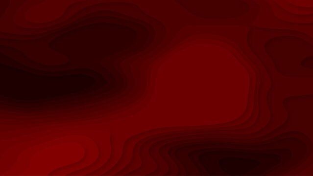 Dark Red Topographic Contour Background with Layered Organic Shapes and Deep Shadow. Abstract Dark Red Topographic Map Background with Multilayered Contour Patterns.