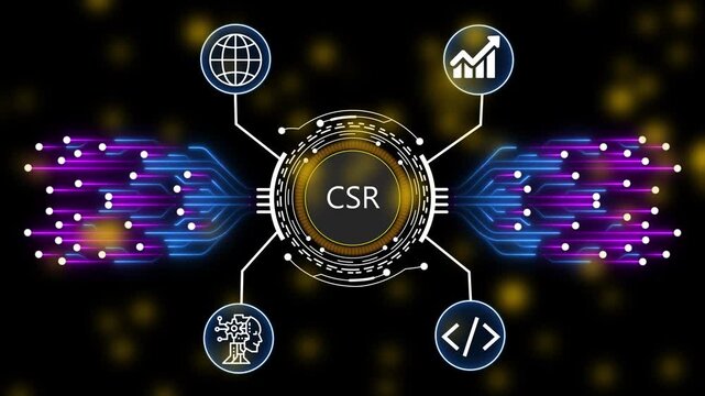 CSR Material Requirements Planning and AI Powered Manufacturing Management Digital Network Animation. 4k animation 