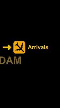 Amsterdam airport arrivals information display screen