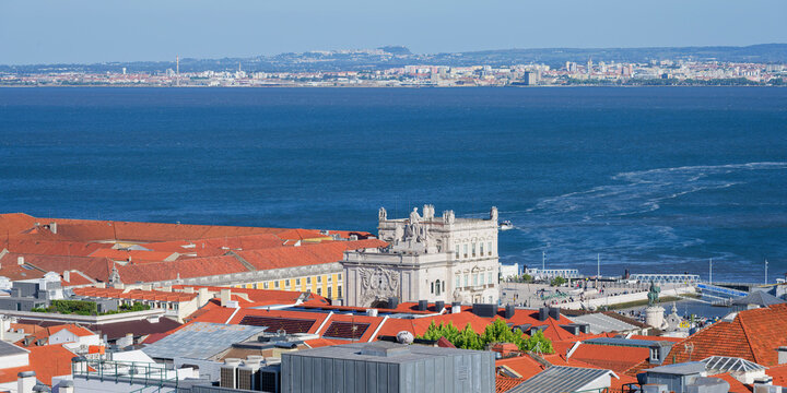 View over Commerce Square and Tagus River, Lisbon, Portugal