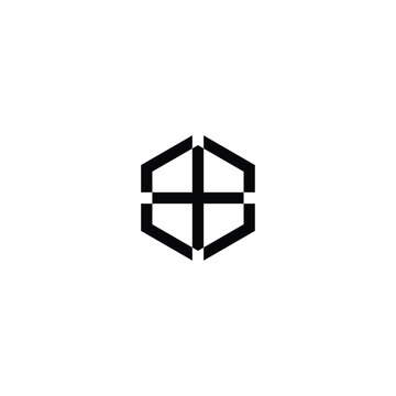 Abstract Geometric Symbol with Cross and Hexagon Shape.