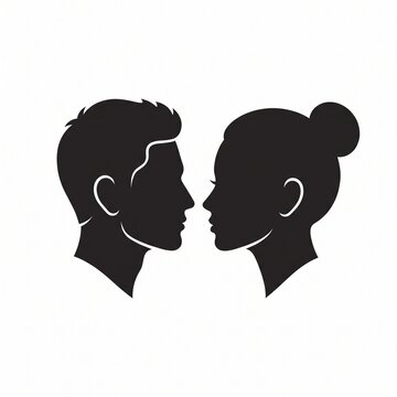 Two silhouette heads whispering close together