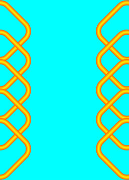 Intertwined Golden Celtic Knot Pattern on Cyan Background.