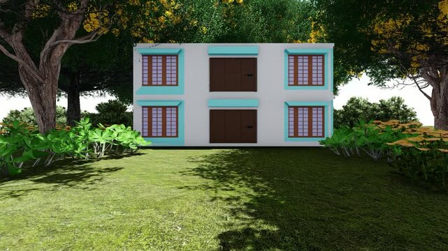 Duplex house in the forest 