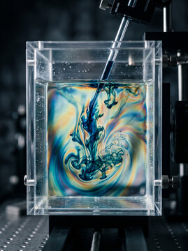 Hydrodynamic Liquid Polarization Swirls Inside Transparent Laboratory Cell