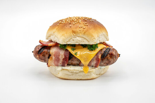 Delicious beef burger with lettuce and cheese
