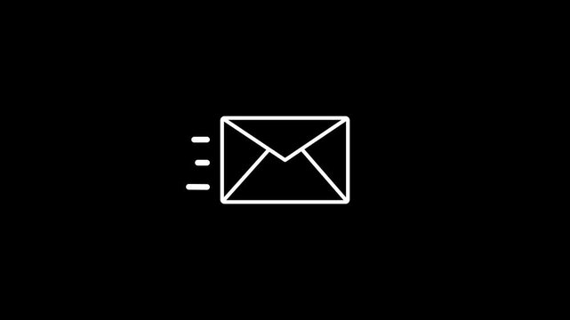 Mail email message sending envelope icon animation on transparent background 4k animation.
