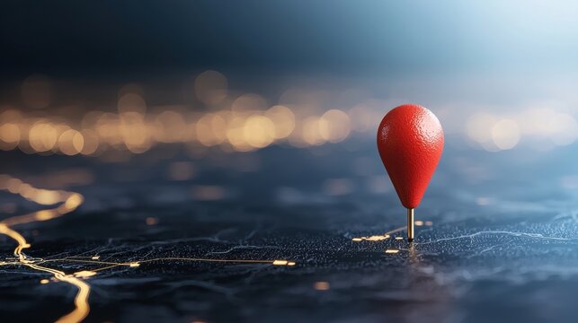 Location 3D Location Pin Realistic 3D rendered pin on a desktop map interface, symbolizing technology and contemporary navigation tools.
