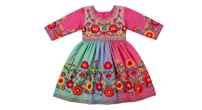 Pink floral toddler dress with short sleeves and ruffles
