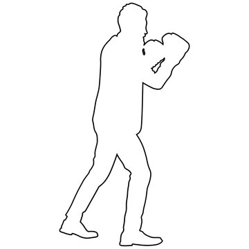 Line Sketch of a Male Boxer.