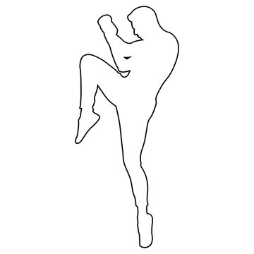 Line Sketch of a Male Boxer.
