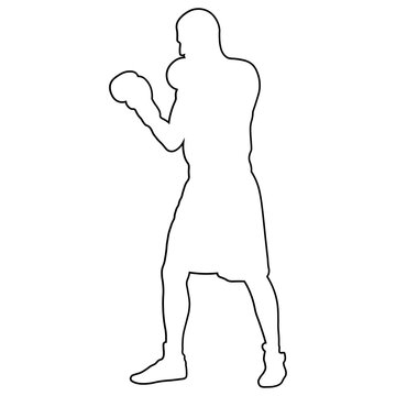 Line Sketch of a Male Boxer.