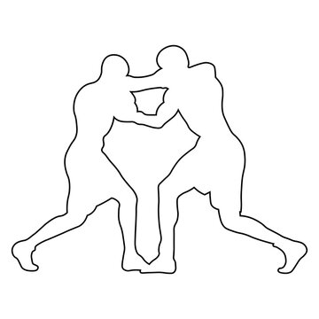 Line Sketch of a Male Boxer.