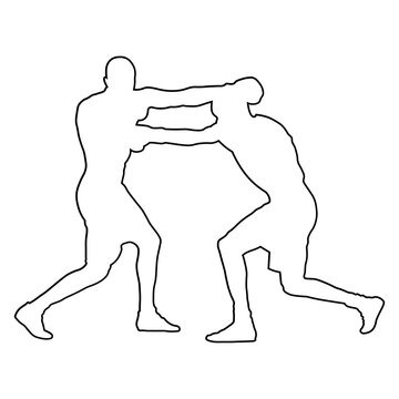 Line Sketch of a Male Boxer.
