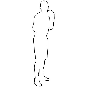 Line Sketch of a Male Boxer.