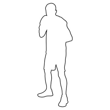 Line Sketch of a Male Boxer.