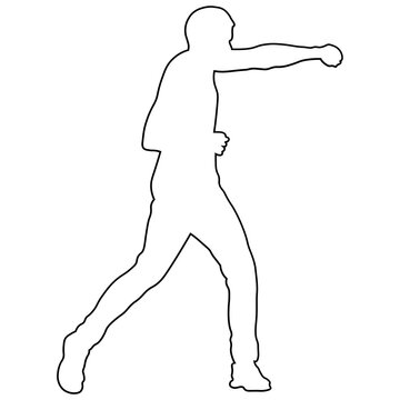 Line Sketch of a Male Boxer.