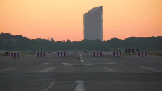 runway at Tempelhofer Feld  Berlin at dusk 4K