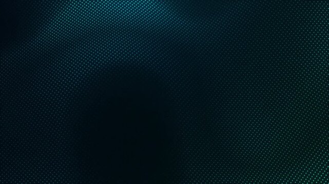 Close-up cyan dot grid moves over a dark abstract surface, creating a futuristic digital texture background for data, technology and visual design.