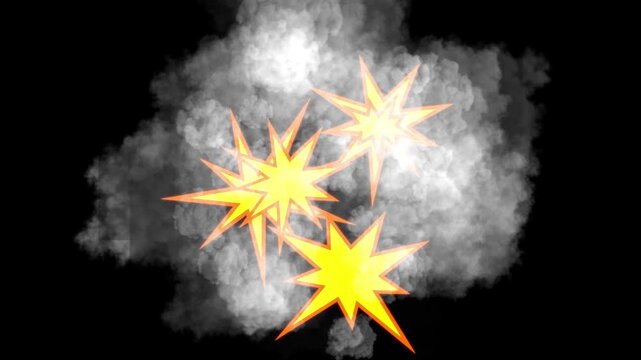 Funny Cartoon Fighting Punch and Impact Effects. Animated Brawl Dust Cloud with Punch Impact. Cartoon Combat Punch Effect.