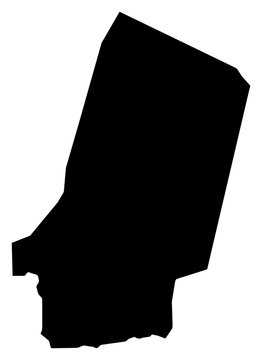 A contour map of Bahr el Gazel Prefecture. Chadian prefecture silhouette