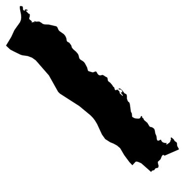 A contour map of Southern Red Sea Region. Eritrean region silhouette