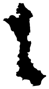 A contour map of Volta Region. Ghanaian region silhouette