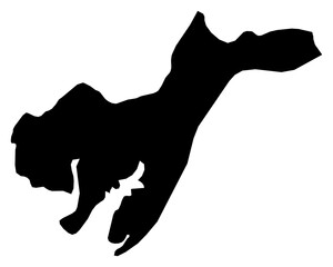 A contour map of Tombali Region. Bissau-Guinean region silhouette © Ungrim