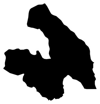 A contour map of Bafing Region. Ivorian region silhouette