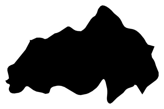 A contour map of Berea District. Basotho district silhouette