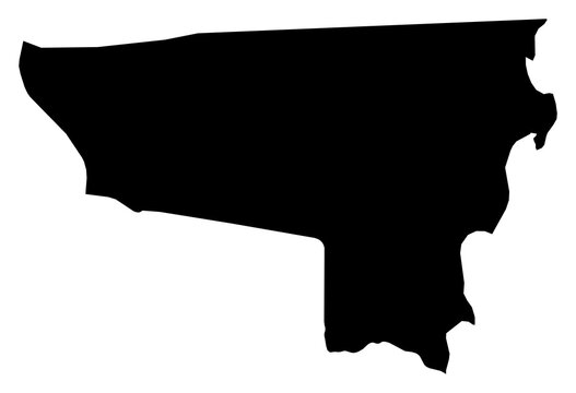 A contour map of River Gee County. Liberian county silhouette