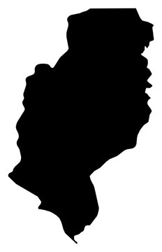 A contour map of River Cess County. Liberian county silhouette