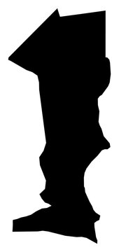 A contour map of Oshana Region. Namibian region silhouette