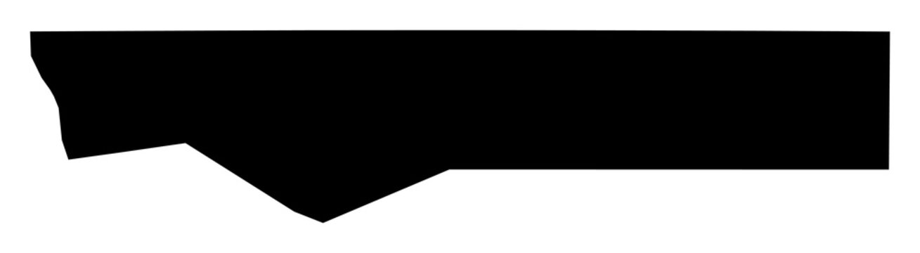 A contour map of Ohangwena Region. Namibian region silhouette