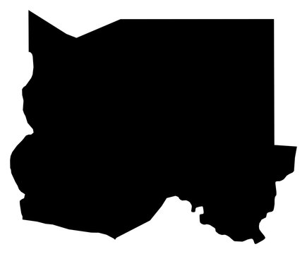 A contour map of Oshikoto Region. Namibian region silhouette