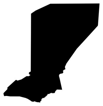 A contour map of Diffa Department. Nigerien department silhouette
