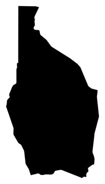 A contour map of Tahoua Department. Nigerien department silhouette