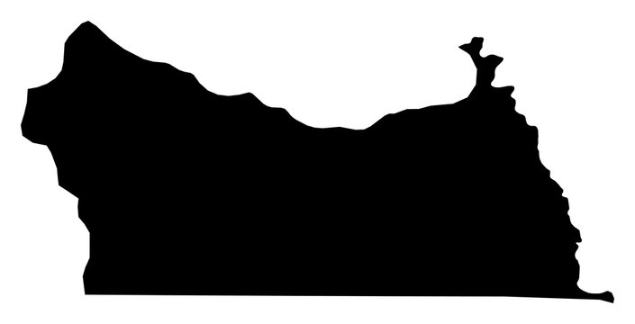 A contour map of Kolda Region. Senegalese region silhouette